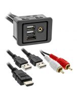Axxess AXUSB-RAM1 HDMI, Dual USB and 3.5mm Rectangle Panel Jack and 3-foot Extension Cable