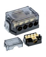 Raptor RDB2 4-Position Ground Distribution Block with (1) 0/4 AWG input and (4) 4/8 AWG outputs
