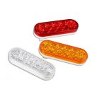 Safesight LD6002AC 6 inch Clear Lens Oval 17 Square Diodes Super LED Stop, Turn and Tail Light for RV, Bus or Truck - 70DV16AC