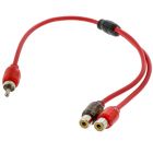 T-Spec V6RCA-Y2 V6 Series Two-channel RCA Audio Y-Cable in Red with One-male and Two-female Connectors