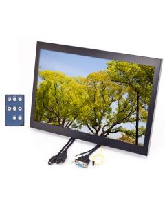 Quality Mobile Video QMV-LCDM154VGANBR 15.4 inch Panel mount LCD monitor - Front right with remote control