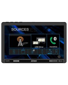 Jensen CMM710 Single DIN Digital Media Receiver with 10" Floating Capacitive Touchscreen, Apple Carplay, Android Auto and SiriusXM Ready