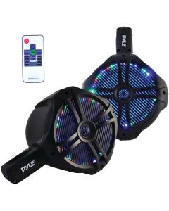 Pyle PLMRWB85LEB Hydra Series 2-Way Wakeboard Speakers with Programmable LED Lights (8")