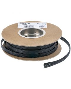TechFlex FLX12BLK 1/2" Flexo PET General Purpose Braided Cable Sleeve - Black 100 foot roll