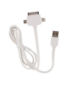iStuff IFU-3IN1-WH3 3 in 1 USB Male to 8 Pin Lightening + 30 Pin Apple + Micro USB Cable