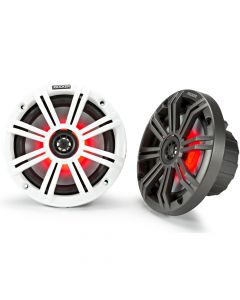 Kicker 45KM654L LED Series 6.5 inch 2-Way Coaxial Marine Speakers - White and Charcoal
