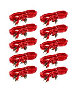 T-Spec V6RCA-102-10 10 Foot V6 Series Two-channel RCA Audio Cable in Red - 10 Pack